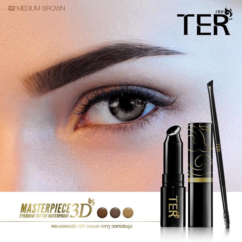 TER Masterpiece 3D Eyebrow Tattoo Waterproof #02 Medium Brown, TER, Masterpiece 3D Eyebrow Tattoo Waterproof, คิ้วน้ำแทททู,ter masterpiece 3d eyebrow tattoo waterproof, ter masterpiece 3d eyebrow tattoo waterproof ราคา ,ter masterpiece 3d eyebrow รีวิว, ter masterpiece 3d waterproof auto eyebrow pencil รีวิว