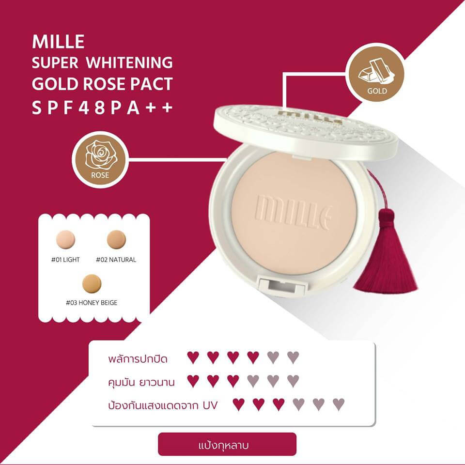 Mille Super Whitening Gold Rose Pact 