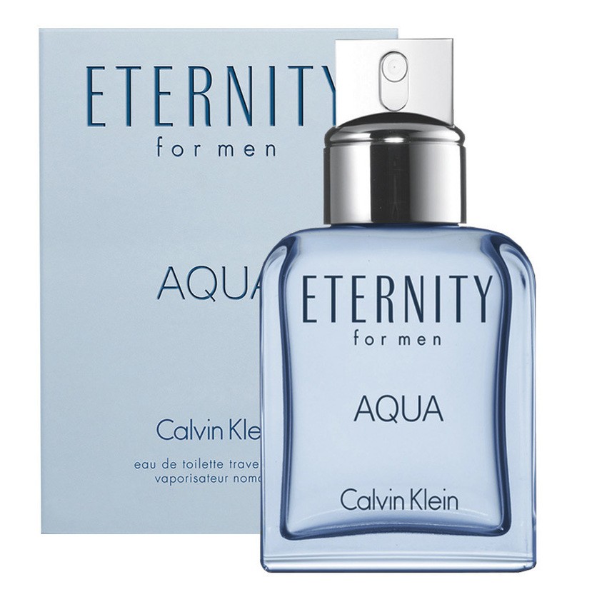 CK Calvin Klein Eternity Aqua For Men EDT  น้ำหอมผุ้ชายที่มอบความหอมสดชื่น แบบไร้ขีดจำกัด มีชีวิตชีวา เติมเต็มความหอมให้คุณผู้ชายสดชื่นได้ตลอดทั้งวัน สะท้อนความทันสมัย เรียบง่าย สบายๆ ให้กลิ่นหอมแนว Aquatic - Woody  กลิ่นหอมที่สะท้อนถึงผู้ชายทันสบาย เรียบง่าย สบายๆ ใส่เสื้อเชิ้ตคว้านคอลึกพร้อมกางเกงสีขาว ในลุควันพักผ่อนสบายๆ ลมพัดเย็นๆ ที่พัดผ่านเสื้อที่พลิวไหว เผยให้เห็นแผงอกที่แสนบึกบึน พร้อมกลิ่นหอมสดชื่นที่เสริมให้คุณเท่ยิ่งขึ้น