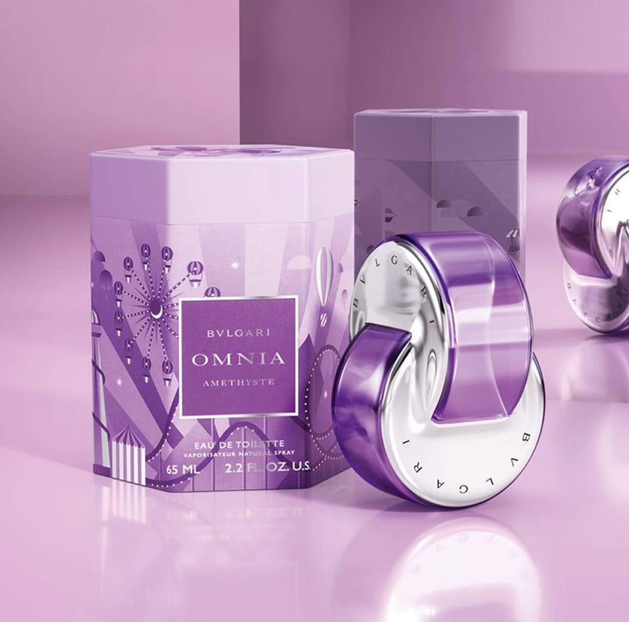 Bvgari Omnia Amethyste EDT (The Omnialandia Limited Edition)  น้ำหอมคอลเลคชั่น Omnia ที่ได้รับแรงบันดาลใจจากเฉดสีที่ส่องประกายระยิบระยับของพลอยอเมทิสต์ น้ำหอมนี้เป็นกลิ่นหอมของดอกไอริสและดอกกุหลาบสวนที่มีน้ำค้างยามเช้า กลิ่นขายดีที่สุดจาก Bvlgari 