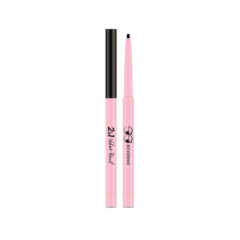 Mongrang 2in1 Velvet Pencil #Midnight Black ,ดินสอเขียนขอบตา,Mongrang . มองแรง